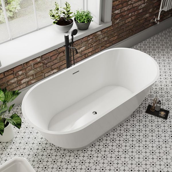 Tissington 1500 x 730 Traditional Curved Freestanding Bath   Double Ended with Waste - Image 2