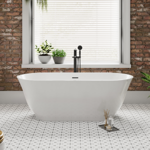 Tissington 1500 x 730 Traditional Curved Freestanding Bath   Double Ended with Waste