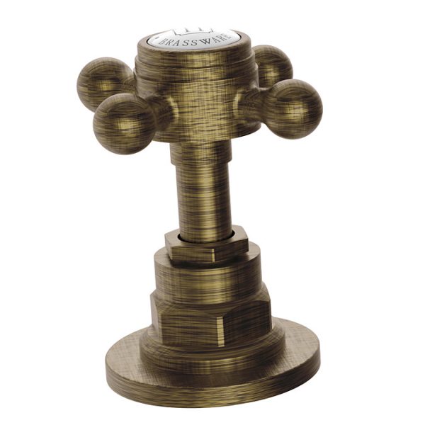 Trafalgar Crosshead 3 Hole Deck Mounted Basin Mixer & Pop Up Waste Antique Brass - Image 3