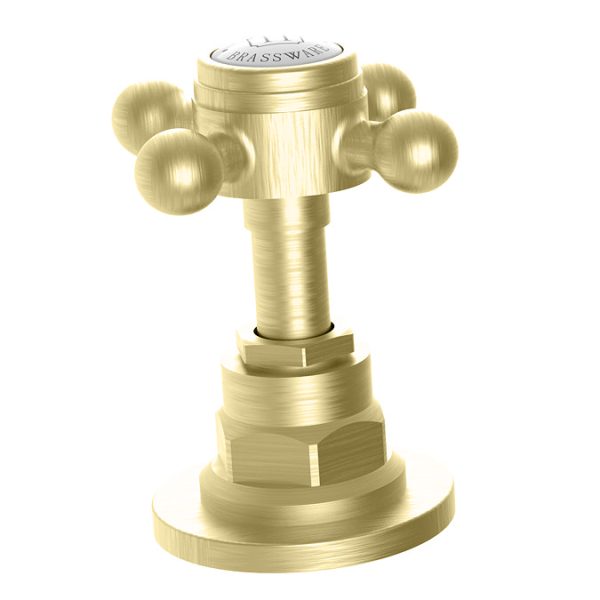 Trafalgar Crosshead 3 Hole Deck Mounted Basin Mixer & Pop Up Waste Brushed Brass - Image 3