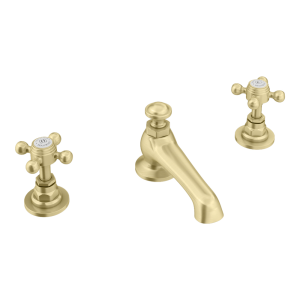 Trafalgar Crosshead 3 Hole Deck Mounted Basin Mixer & Pop Up Waste Brushed Brass