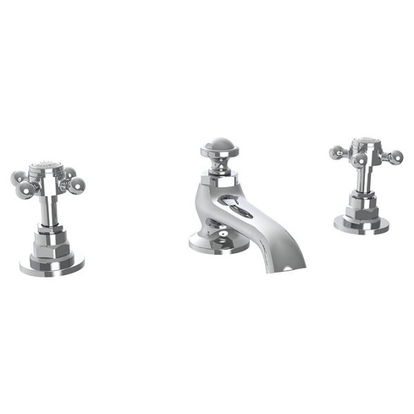 Trafalgar Crosshead 3 Hole Deck Mounted Basin Mixer & Pop Up Waste Chrome - Image 6