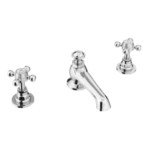 Trafalgar Crosshead 3 Hole Deck Mounted Basin Mixer & Pop Up Waste Chrome