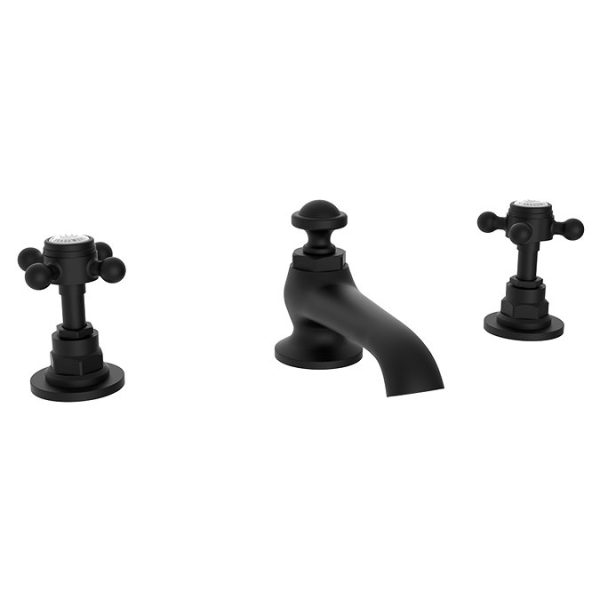 Trafalgar Crosshead 3 Hole Deck Mounted Basin Mixer & Pop Up Waste Matt Black - Image 4