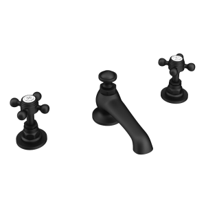 Trafalgar Crosshead 3 Hole Deck Mounted Basin Mixer & Pop Up Waste Matt Black