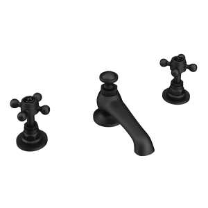 Trafalgar Crosshead 3 Hole Deck Mounted Basin Mixer & Pop Up Waste Matt Black & Black Indices