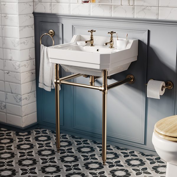 Trafalgar Crosshead Pillar Basin Taps (Pair) Antique Brass - Image 5