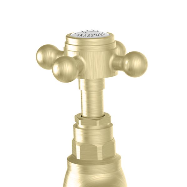 Trafalgar Crosshead Pillar Basin Taps (Pair) Brushed Brass - Image 3