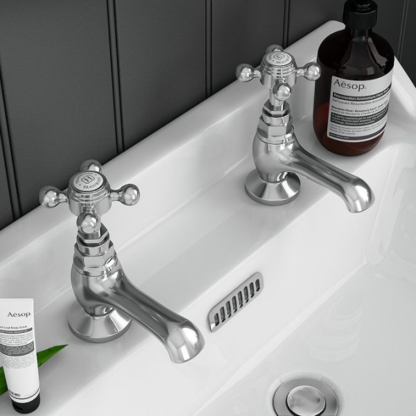 Trafalgar Crosshead Pillar Basin Taps (Pair) Chrome - Image 5