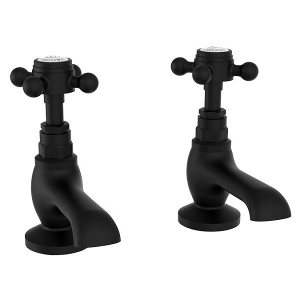 Trafalgar Crosshead Pillar Basin Taps (Pair) Matt Black - Image 3