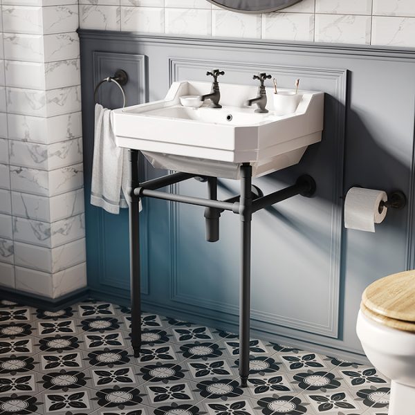 Trafalgar Crosshead Pillar Basin Taps (Pair) Matt Black - Image 6
