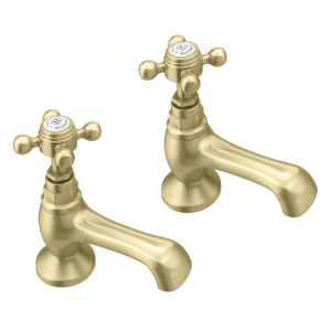 Trafalgar Crosshead Pillar Bath Taps (Pair) Brushed Brass