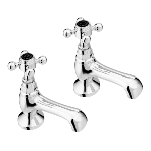 Trafalgar Crosshead Pillar Bath Taps (Pair) Chrome with Black Indices
