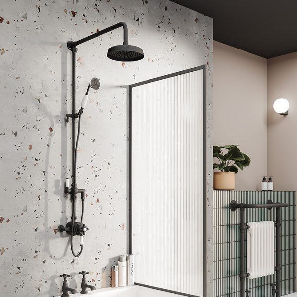 Trafalgar Crosshead Pillar Bath Taps (Pair) Matt Black - Image 2