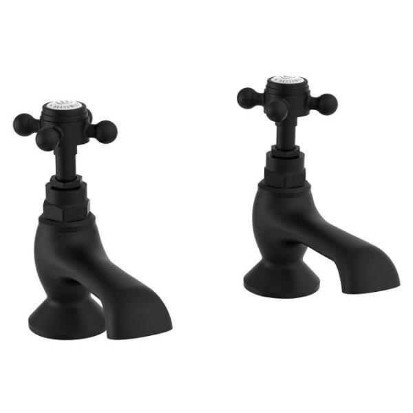 Trafalgar Crosshead Pillar Bath Taps (Pair) Matt Black - Image 4