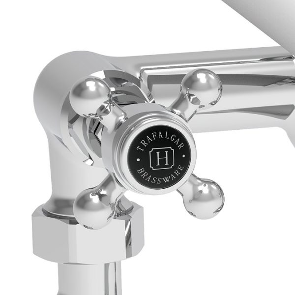 Trafalgar Crosshead Deck Mounted Bath Shower Mixer & Shower Kit Chrome & Black - Image 2