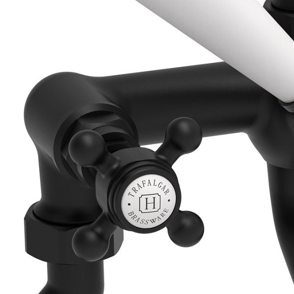 Trafalgar Crosshead Deck Mounted Bath Shower Mixer & Shower Kit Matt Black - Image 3