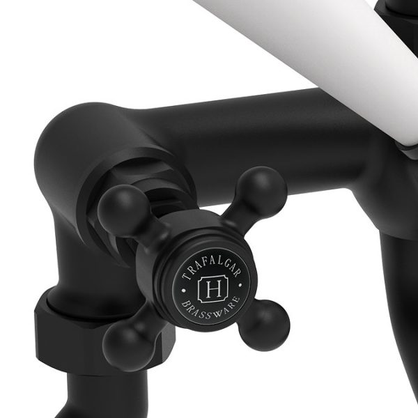 Trafalgar Crosshead Deck Mounted Bath Shower Mixer & Shower Kit Matt Black & Black Indices - Image 3