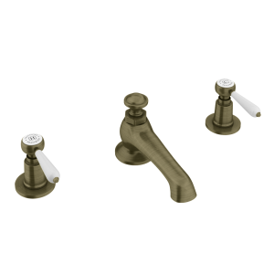 Trafalgar Lever 3 Hole Deck Mounted Basin Mixer & Pop Up Waste Antique Brass