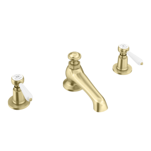Trafalgar Lever 3 Hole Deck Mounted Basin Mixer & Pop Up Waste Brushed Brass