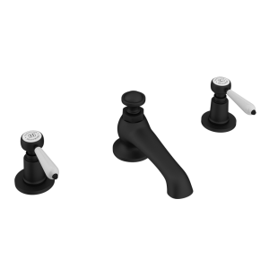 Trafalgar Lever 3 Hole Deck Mounted Basin Mixer & Pop Up Waste Matt Black