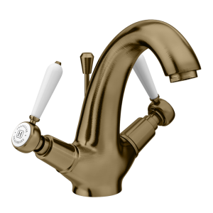Trafalgar Lever Mono Basin Mixer Tap with Pop Up Waste   Antique Brass