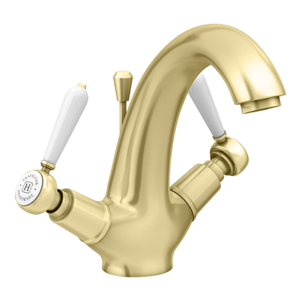 Trafalgar Lever Mono Basin Mixer Tap with Pop Up Waste   Brushed Brass