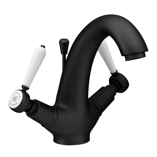 Trafalgar Lever Mono Basin Mixer Tap with Pop Up Waste   Matt Black