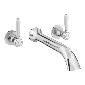 Trafalgar Lever Wall Mounted Bath Spout and Stop Taps   Chrome