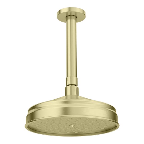 Trafalgar Brushed Brass Shower with Concealed Valve, Ceiling Mounted 8" Head + Handset - Image 3