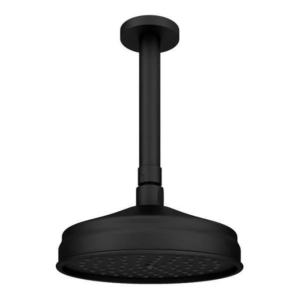 Trafalgar Matt Black Shower with Concealed Valve, Ceiling Mounted 8" Head + Handset - Image 3
