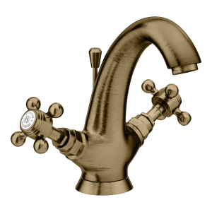 Trafalgar Crosshead Mono Basin Mixer Tap & Pop Up Waste Antique Brass
