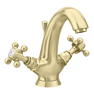 Trafalgar Crosshead Mono Basin Mixer Tap & Pop Up Waste Brushed Brass