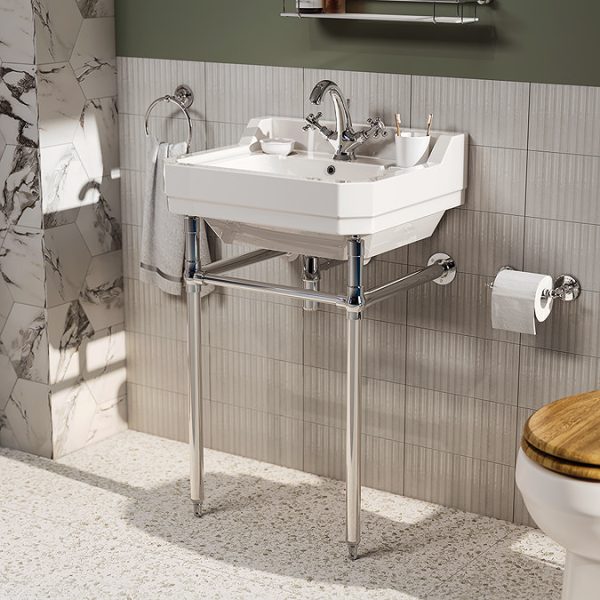 Trafalgar Crosshead Mono Basin Mixer Tap & Pop Up Waste Chrome - Image 2