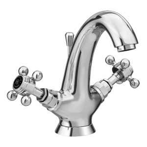 Trafalgar Crosshead Mono Basin Mixer Tap & Pop Up Waste Chrome & Black