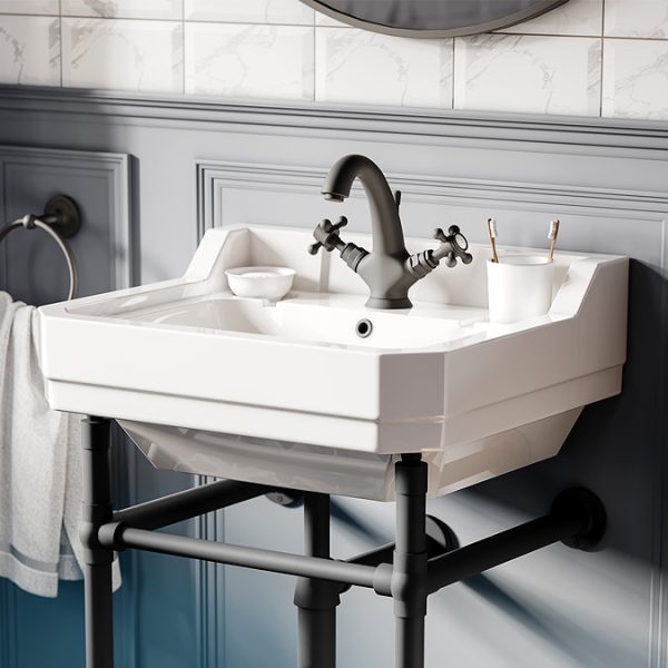 Trafalgar Crosshead Mono Basin Mixer Tap & Pop Up Waste Matt Black - Image 5