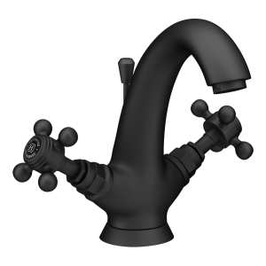 Trafalgar Crosshead Mono Basin Mixer Tap & Pop Up Waste Matt Black & Black Indices