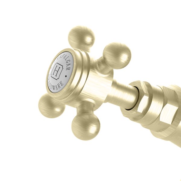 Trafalgar Crosshead Tall Basin Mixer Tap Brushed Brass - Image 2