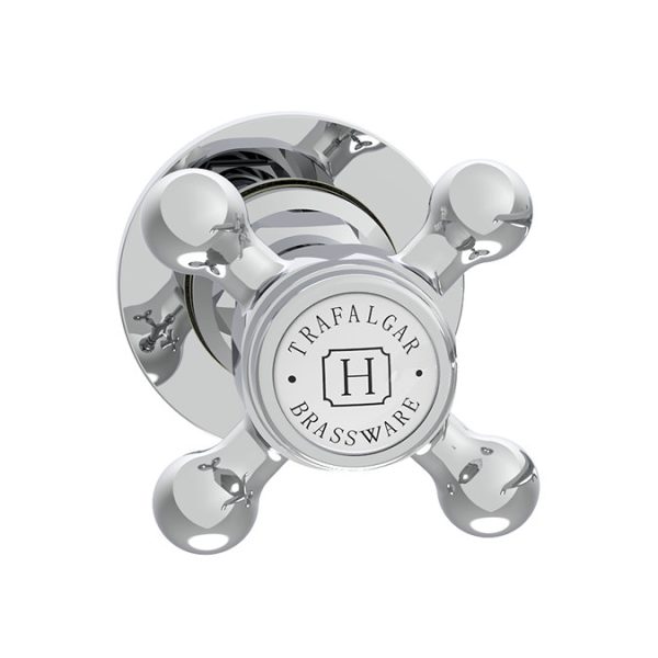 Trafalgar Wall Mounted Bath Spout and Crosshead Stop Taps Chrome - Image 3