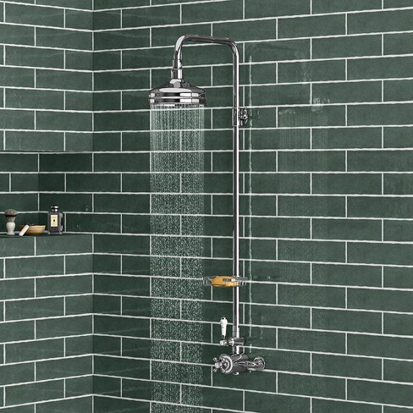 Trafalgar Traditional Shower incl. Rigid Riser, Fixed Head & Soap Basket - Image 2