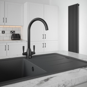 The Tap Factory Black Vibrance Duo Kitchen Mixer Tap Vanto Black