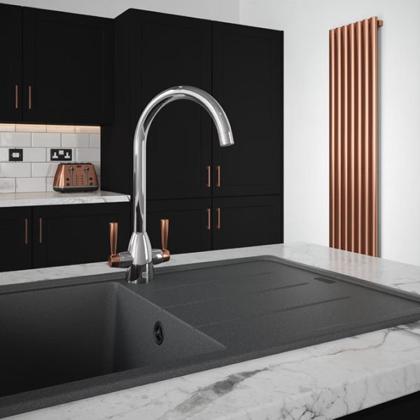 The Tap Factory Chrome Vibrance Duo Kitchen Mixer Tap Copper - Image 2