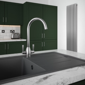 The Tap Factory Brushed Nickel Vibrance Duo Kitchen Mixer Tap Brushed Nickel