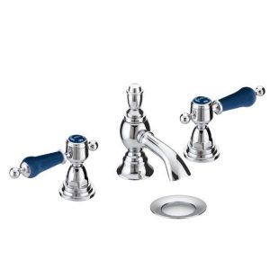 Heritage Glastonbury Midnight Blue 3 Hole Basin Mixer with Pop up Waste