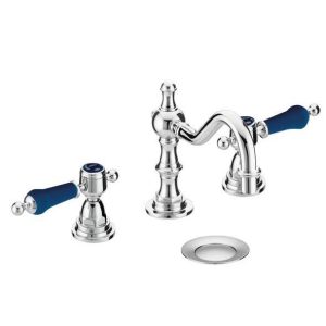 Heritage Glastonbury Midnight Blue 3 Hole Swivel Spout Basin Mixer with Pop up Waste