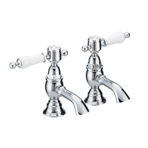 Heritage   Glastonbury Basin Pillar Taps   Chrome