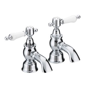 Heritage   Glastonbury Bath Pillar Taps   Chrome