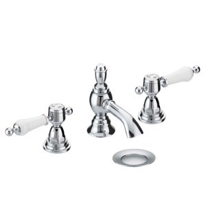 Heritage   Glastonbury 3 Hole Basin Mixer with Pop up Waste   Chrome