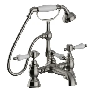 Heritage Glastonbury Bath Shower Mixer   Brushed Nickel