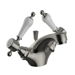 Heritage Glastonbury Mono Basin Mixer with Pop up Waste   Brushed Nickel
